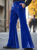 Men's Retro Velvet Solid Color Flared Trousers