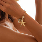Exaggerated Gold Big Starfish Irregular Bracelet for Women