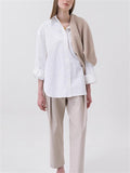 Women's Long Sleeve Turn-down Collar Basic Blouses