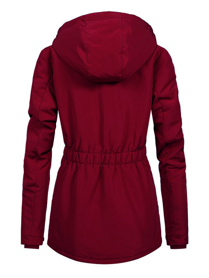 Women's Hooded Fleece Lined Warm Drawstring Winter Coats