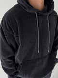 Men's Casual Vintage Corduroy Pullover Kangaroo Pocket Hoodie