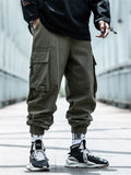Men's Hip Hop Style Cargo Joggers Trousers with Flap Pockets