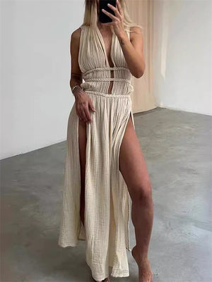 Sexy Hollow Out High Split Beach Dress for Women