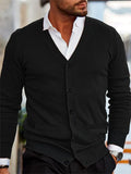 Men's V-Neck Button-Up Long Sleeve Casual Loose Fit Cardigan‌ Sweaters