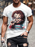 Men's Stylish Chucky Print Streetwear Round Neck Short Sleeve T-Shirts
