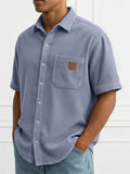 Men's Summer Comfy Corduroy Short Sleeve Button Down Shirts