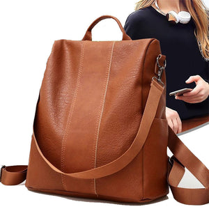 Casual Large Capacity Anti Theft PU Backpack for Women