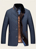 Men's Warm Quilted Coat with Faux Fur Collar for Cold Weather