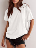 Women's Summer Casual Solid Color Round Neck Short Sleeve T-Shirt