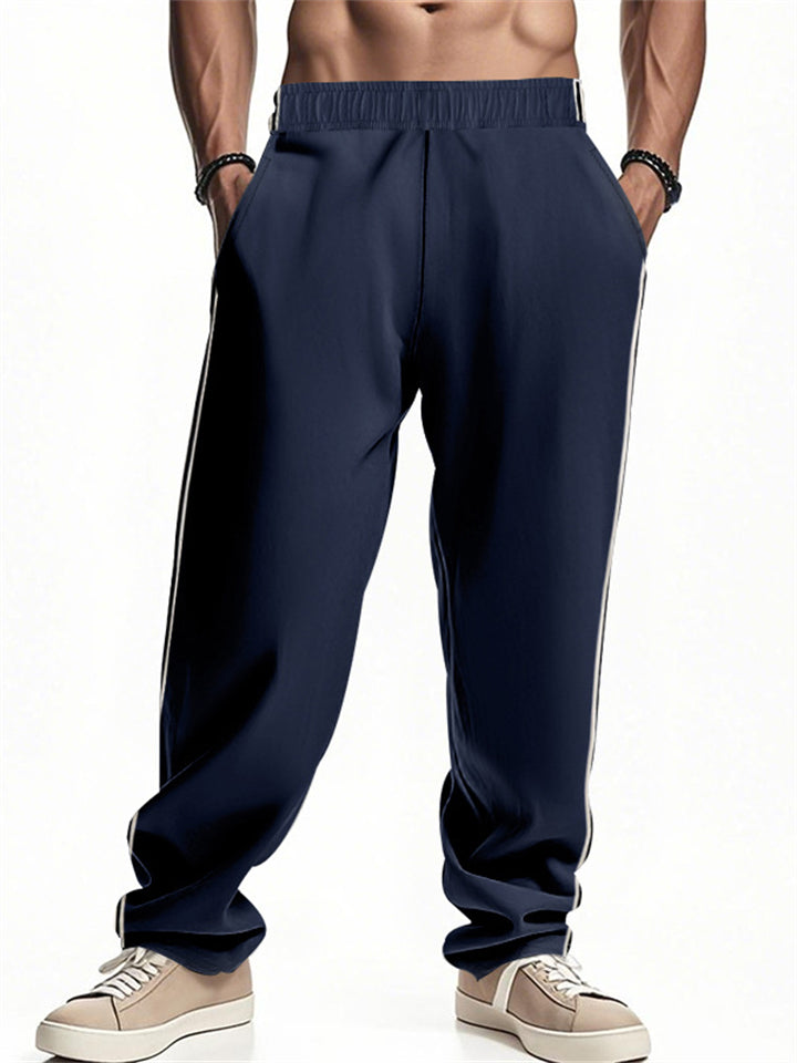 Men's Casual Side Stripe Elastic Waist Pants