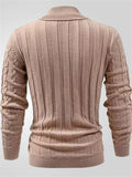 Men's Casual Solid Color Lapel Long Sleeve Rib Sweaters