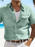 Men's Summer Solid Color Pockets Cargo Shirts
