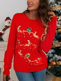 Women's Cute Sequins Patchwork Christmas Pattern Pullover Round Neck Sweaters