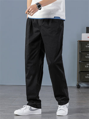 Simple Loose Men's Large Size Elastic Waist Cargo Pants