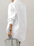 Women's OL Style Loose Fit Long Sleeve Button-Up Blouses