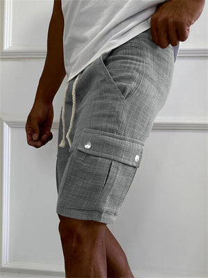 Men's Summer Casual Elastic Waist Patch Pocket Cargo Shorts