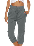 Women's Cozy Lightweight Plain Drawstring Cropped Pants