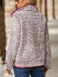 Women's Autumn Contrast Trim Single Breasted Lapel Fleece Coats