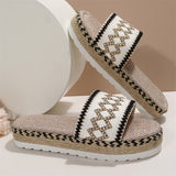 Women's Ethnic Style Thick Sole Woven Holiday Slippers