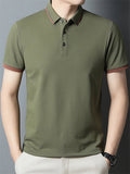 Men's Summer Simple Contrast Trim Short Sleeve Polo T-Shirts