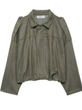‌Women's Faux Suede Short Loose Fit Stand Collar Jacket‌s