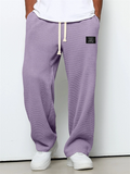 Men's Casual Autumn Solid Color Waffle Sporty Straight Trousers