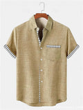 Men's Summer Holiday Style Contrast Trim Printed Lapel Short Sleeve Shirts