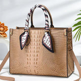 Women's Crocodile Print Plain Durable Boston Handbags