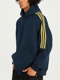 Unisex Trendy Three-stripes Autumn Long Sleeve Kangaroo Pocket Hoodies