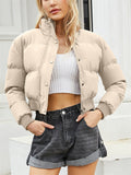 Women's Winter Solid Long-sleeved Cropped Puffer Coats