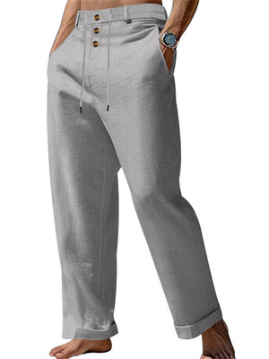 Men's Casual Solid Color High Rise Drawstring Pants