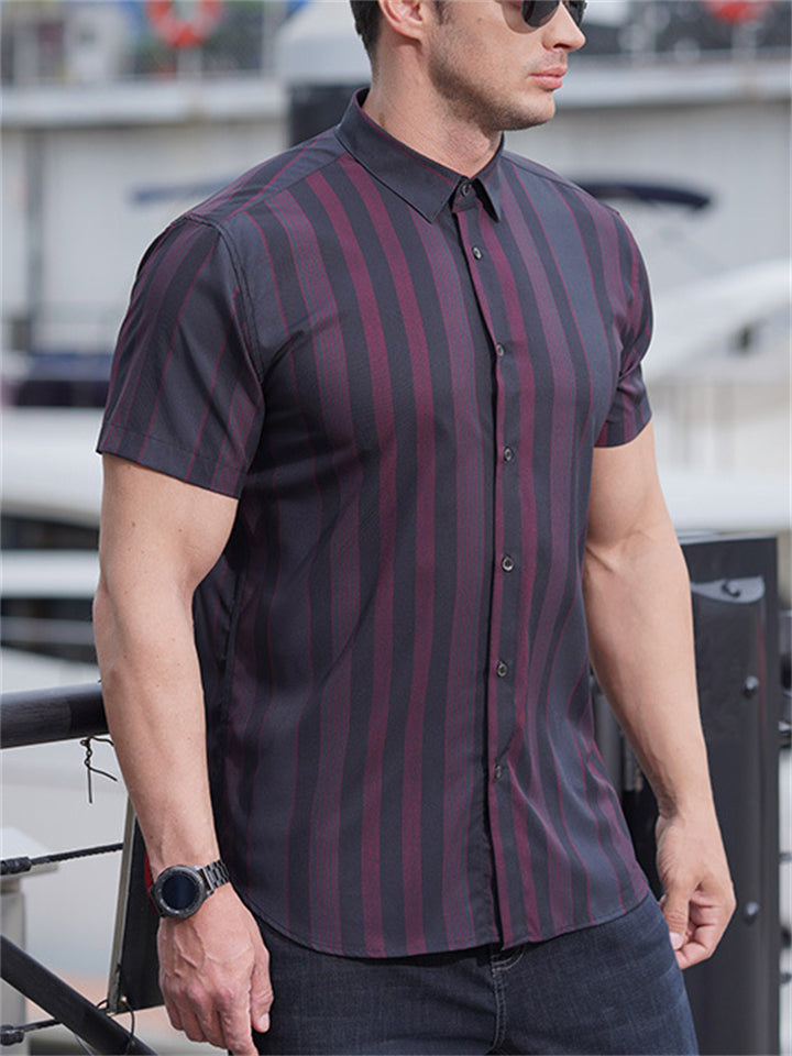 Men's Stylish Plus Size Button Up Striped Shirts