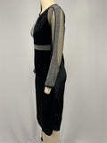 Women's Retro Mesh Patchwork Contrast Color Knee Length Dress