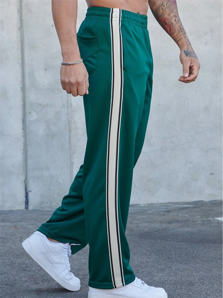 Men's Simple Loose Fit Casual Sportswear Stripe Side Sweatpants