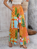 Women's Boho Holiday Style Printed Drawstring Wide Leg Pants