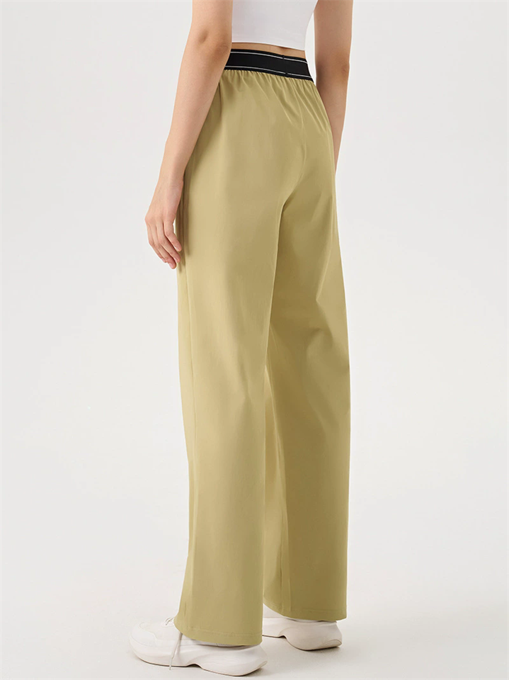 Women's Contrast Waistband Quick Dry Casual Loose Fit Pants