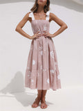 Female Summer Cute Bowknot Strappy Ruffle Dress