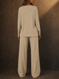 Women's V Neck Long Sleeve Loose Fit Comfy Top and Pants Lounge Set