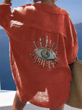 Evil Eye Sequin Embroidery Cozy Vacation Shirts for Women