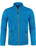 Men's Autumn Contrast Trim Stand Collar Long Sleeve Zip Up Jackets