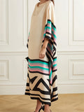 Women's Summer Contrast Color Patchwork Asymmetric Hem Dress