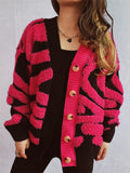 Women's Contrast Color Button V Neck Single Breasted Cardigan Sweaters