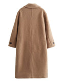 Women's Solid Color Single Breasted Lapel Loose Long Sleeve Coat