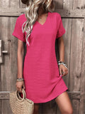 Female V Neck Comfort Slim Fit Short Sleeve Dresses