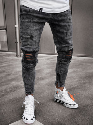 Men's Simple Vogue Snug Black Pencil Jeans