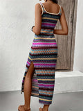 Women's Summer Boho Holiday Style Contrast Color Striped Tank Dress