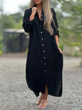 Women's Casual Button Up Turn-down Collar Dresses