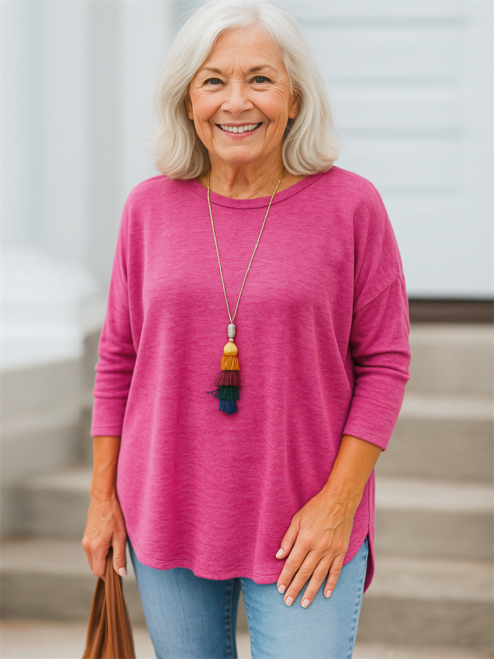 Fashion Casual Comfort 3/4 Sleeve Irregular Hem Shirts for Women