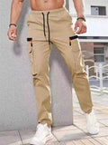 Men's Casual Contrast Color Elastic Waist Pockets Cargo Trousers