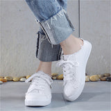 Female Simple Round Toe Flat Canvas Shoes